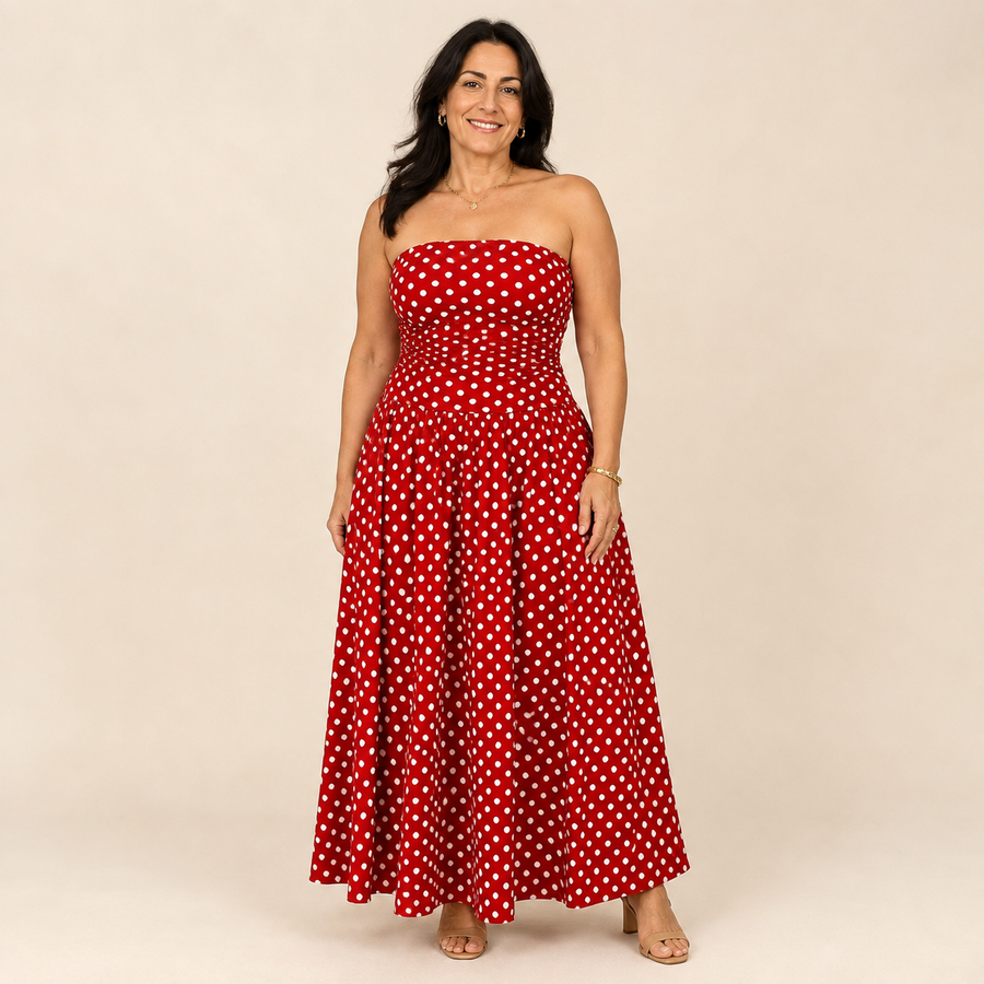 CARMEN | Vestido largo de lunares elegante
