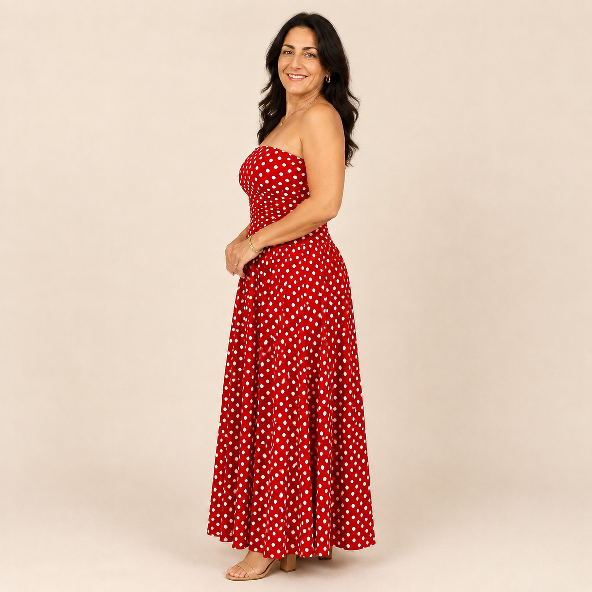 CARMEN | Vestido largo de lunares elegante