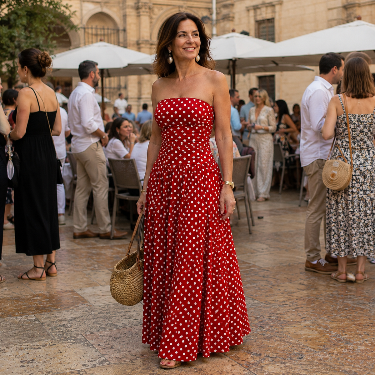 CARMEN | Vestido largo de lunares elegante