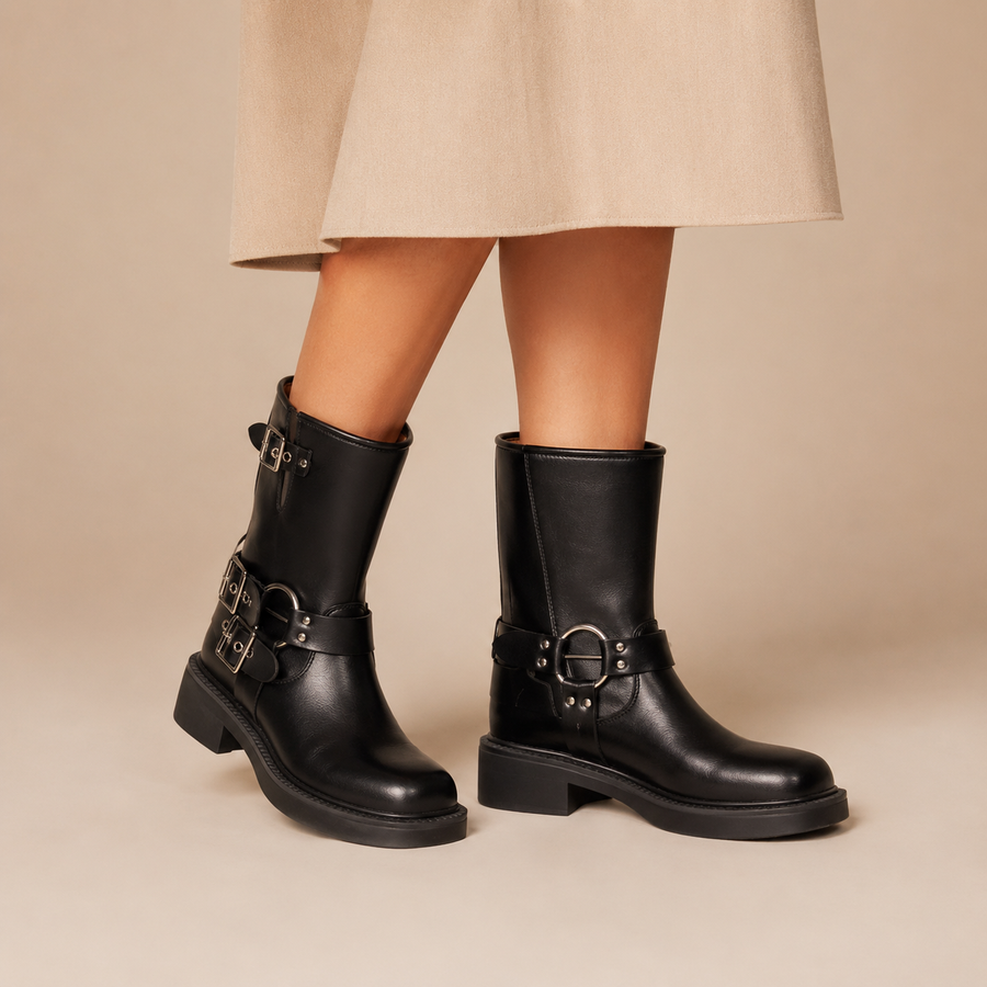 MARTA | Botas Biker Elegantes con Hebillas