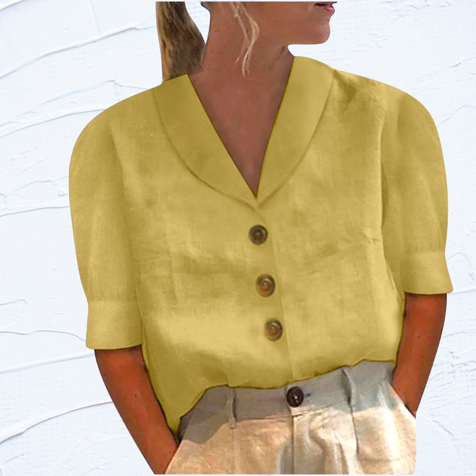 Blusa Retro Chic De Mujer Con Nudo Frontal