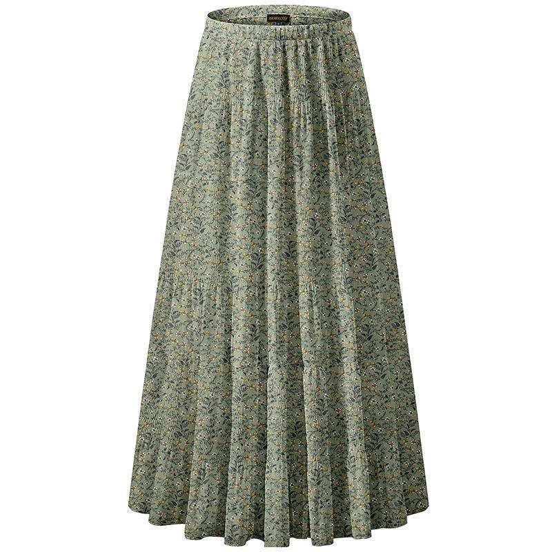 Falda Elástica con Estampado Floral de Otoño e Invierno