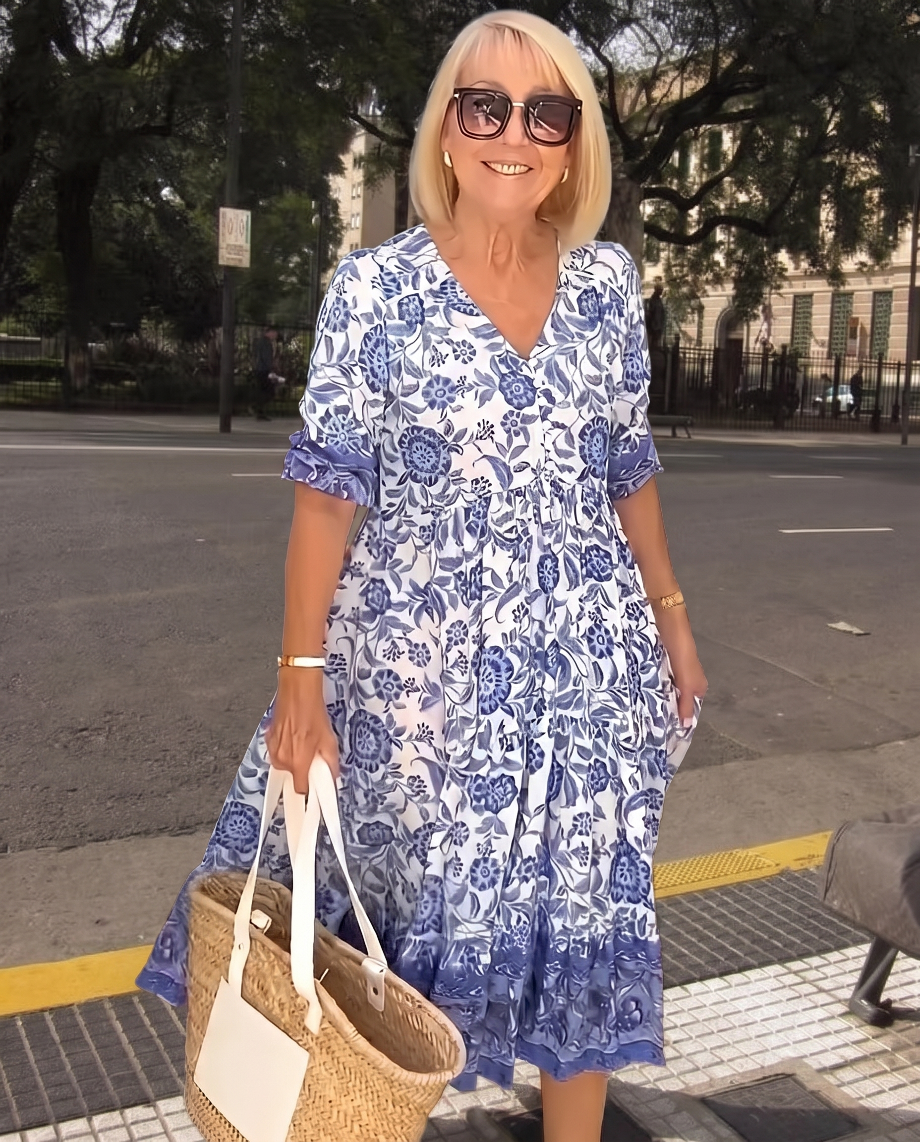 Pilar | Vestido Midi Floral con Escote en V
