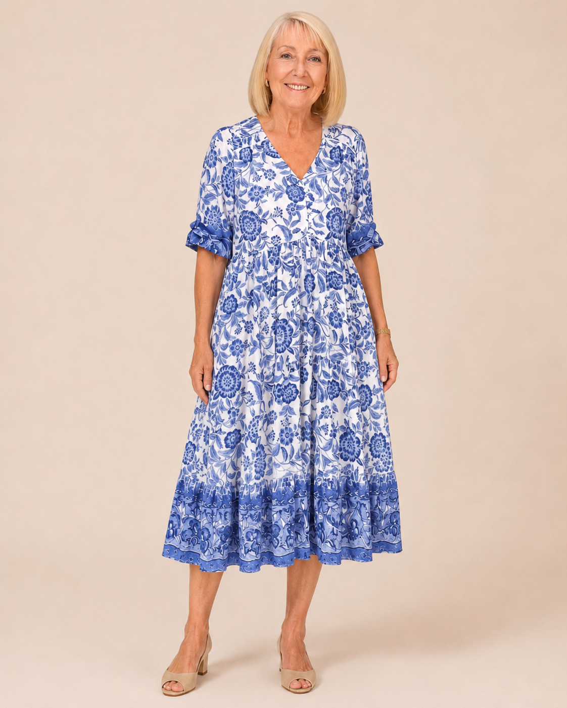 Pilar | Vestido Midi Floral con Escote en V