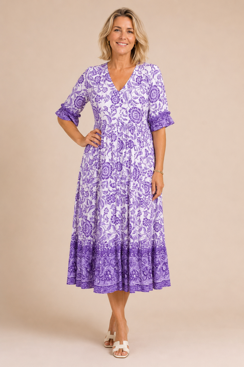Pilar | Vestido Midi Floral con Escote en V