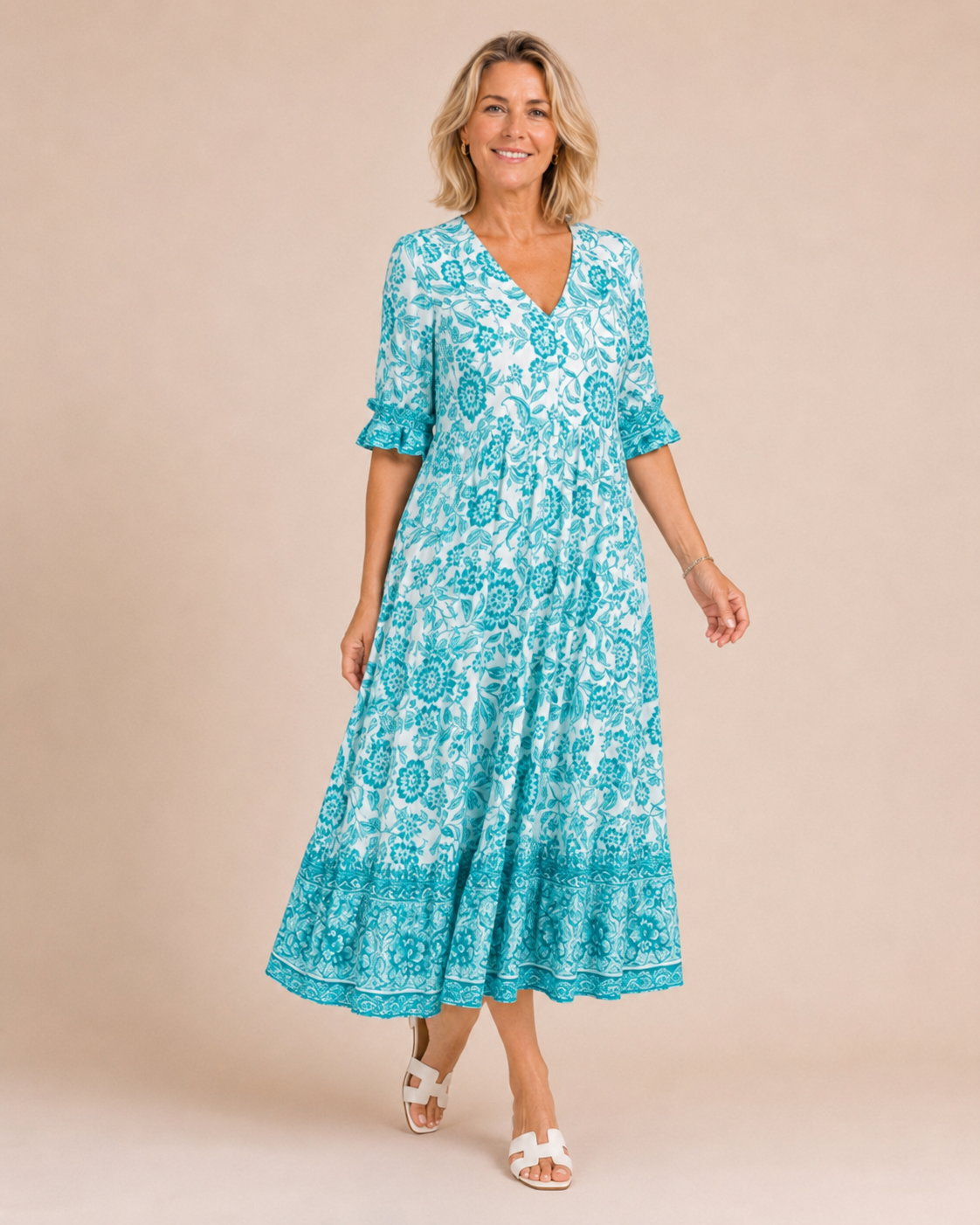 Pilar | Vestido Midi Floral con Escote en V