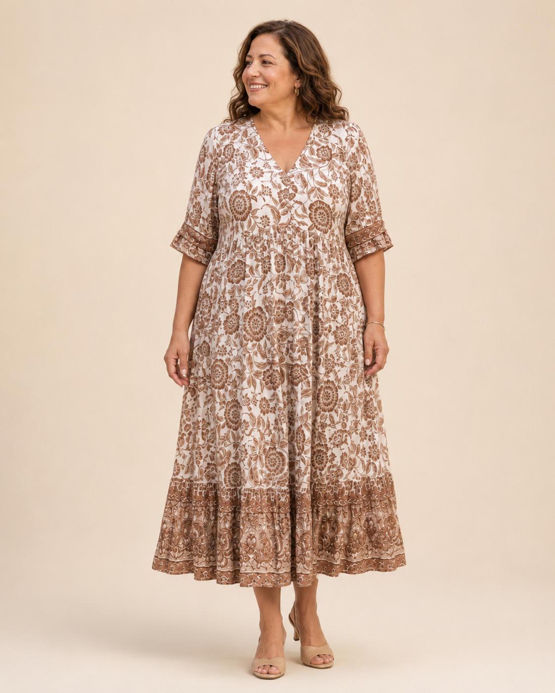 Pilar | Vestido Midi Floral con Escote en V