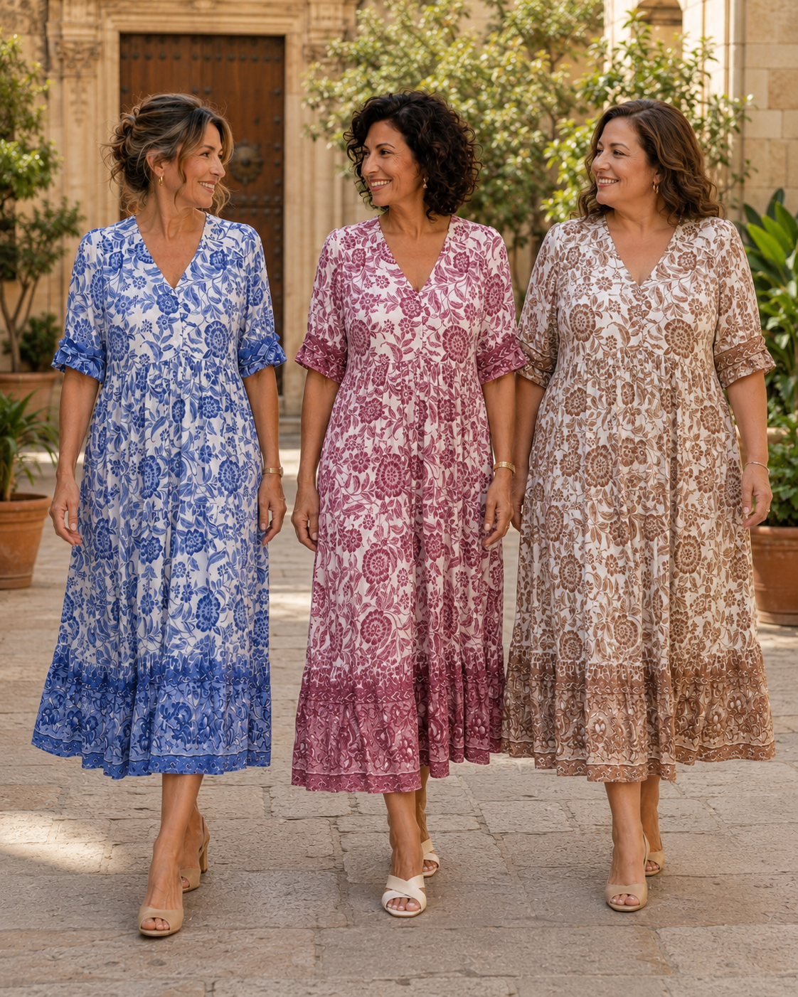 Pilar | Vestido Midi Floral con Escote en V