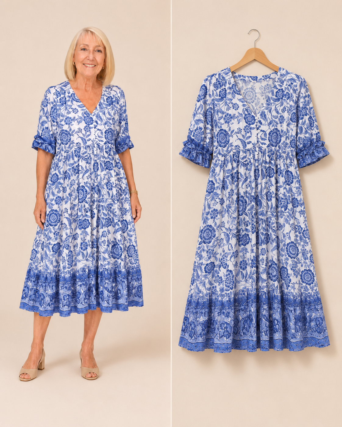 Pilar | Vestido Midi Floral con Escote en V