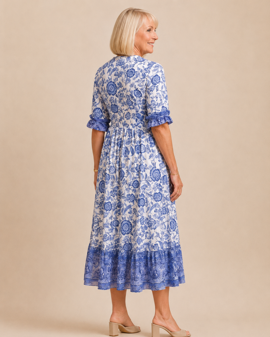 Pilar | Vestido Midi Floral con Escote en V